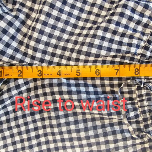 J. CREW GINGHAM ROMPER NAVY/WHITE COTTON DRAWSTRING WAIST SZ‎ XS 3" INSEAM - Picture 13 of 13